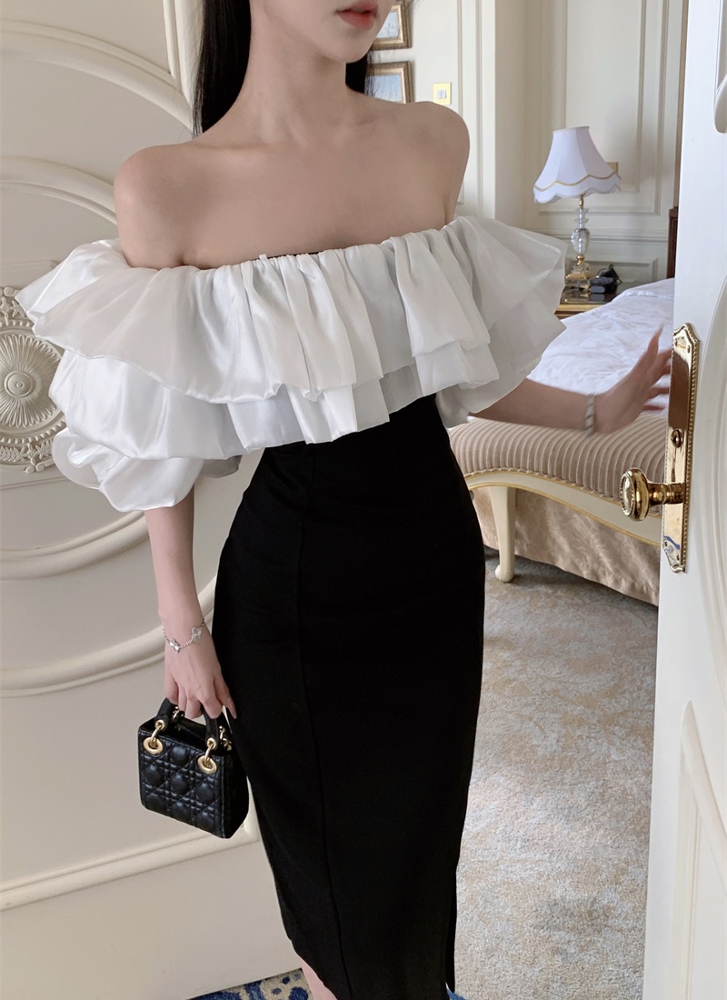 Flat shoulder France style formal dress liangsi dress