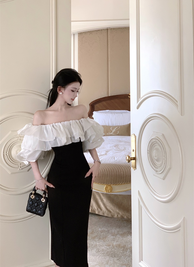 Flat shoulder France style formal dress liangsi dress