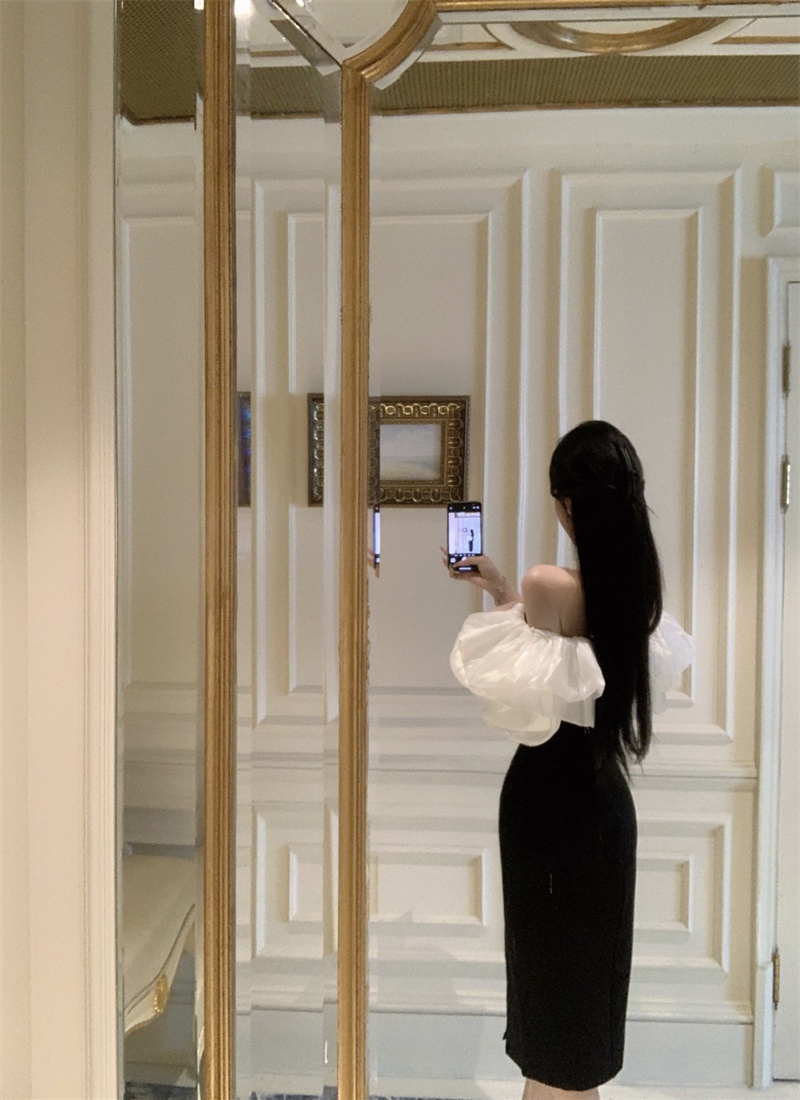 Flat shoulder France style formal dress liangsi dress