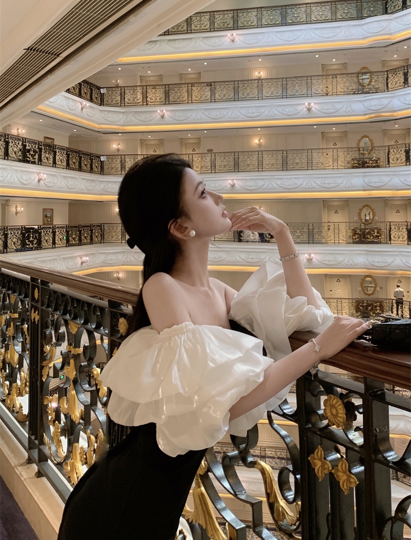 Flat shoulder France style formal dress liangsi dress