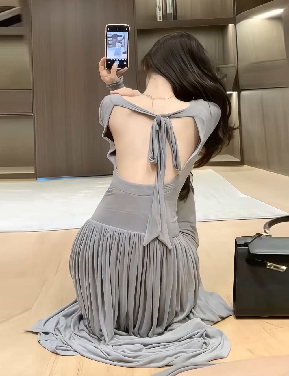 Pinch pleated sexy dress bandage slim long dress for women