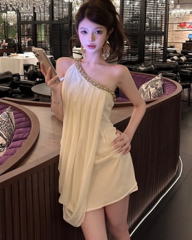 Pinched waist package hip T-back temperament sexy dress