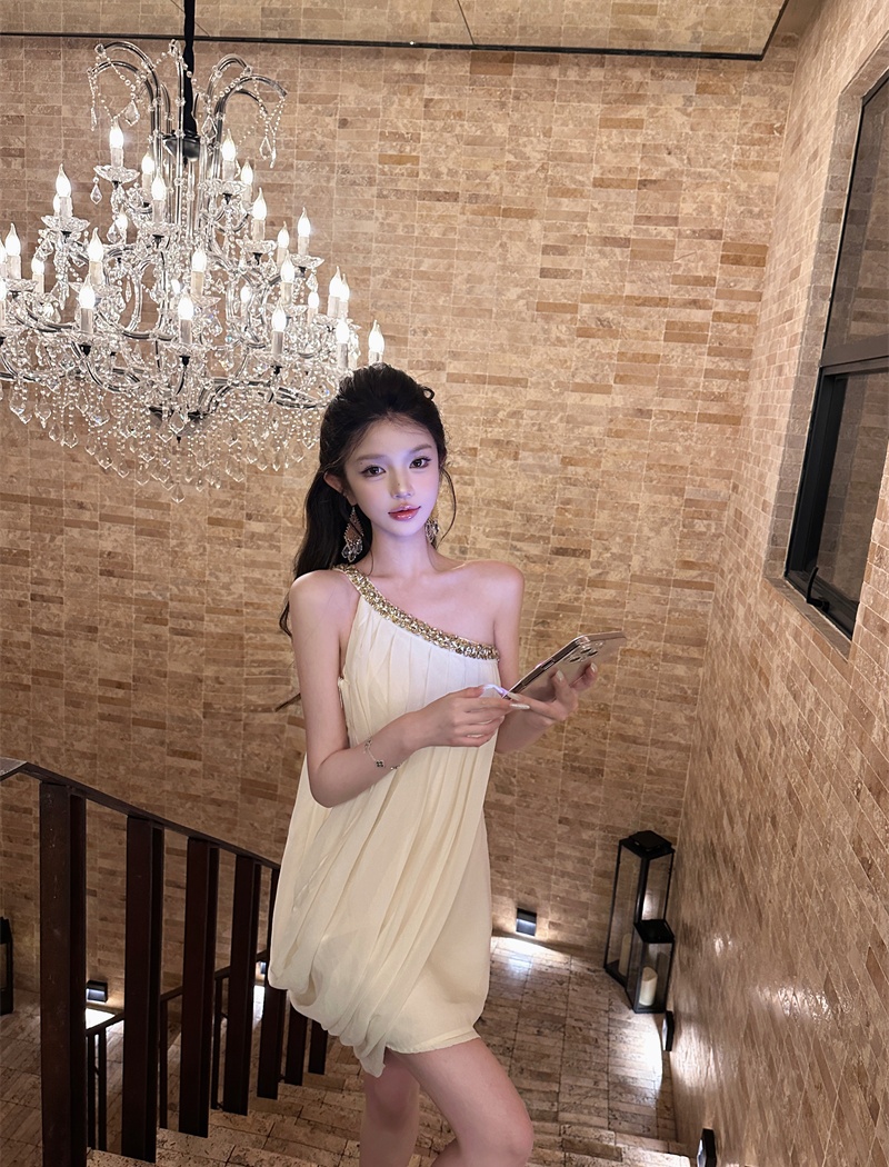 Pinched waist package hip T-back temperament sexy dress