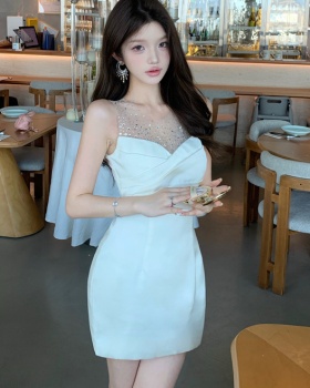 Sleeveless gauze sexy package hip France style dress