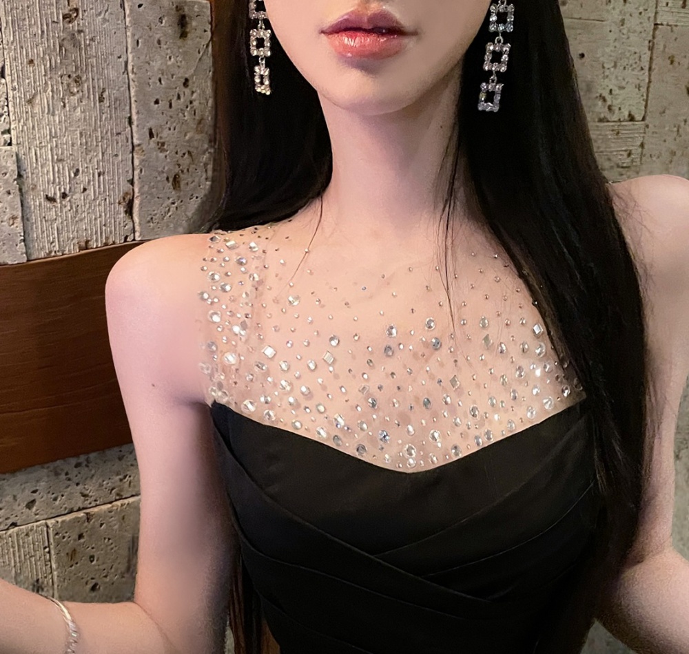 Sleeveless gauze sexy package hip France style dress