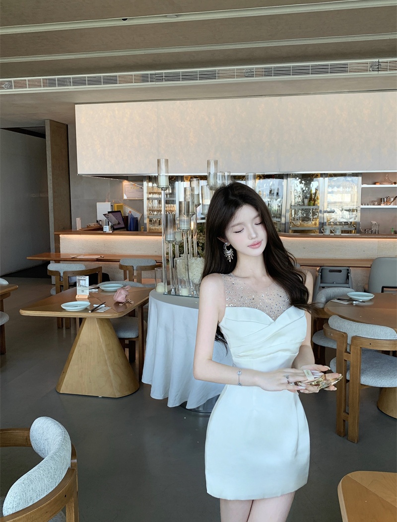 Sleeveless gauze sexy package hip France style dress