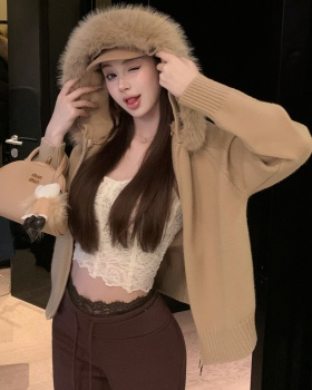 Fur collar sweater detachable coat
