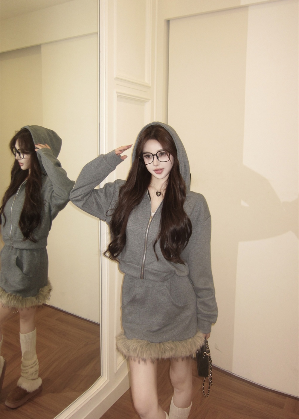 Korean style all-match skirt autumn and winter hoodie