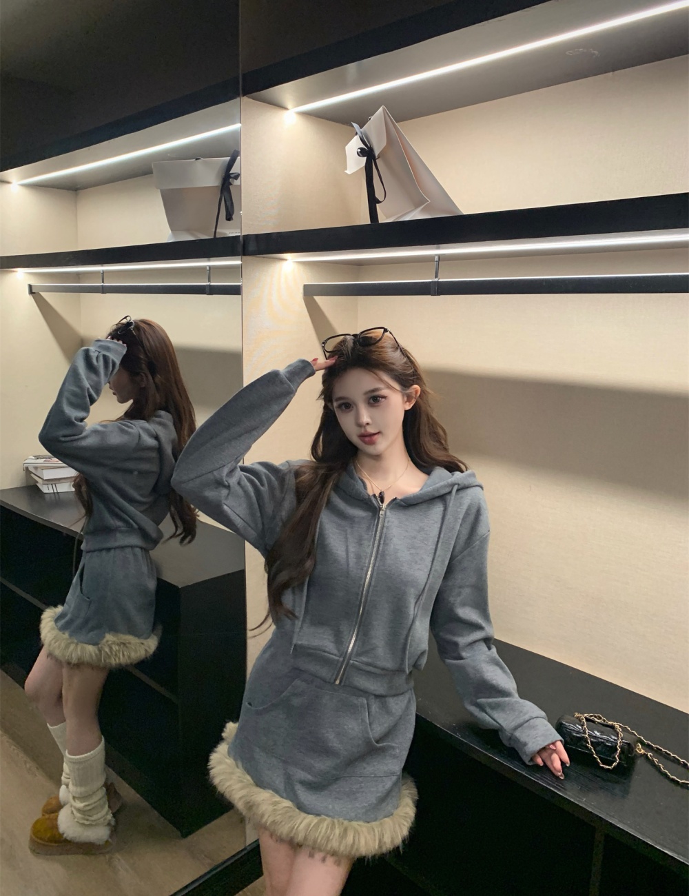 Korean style all-match skirt autumn and winter hoodie