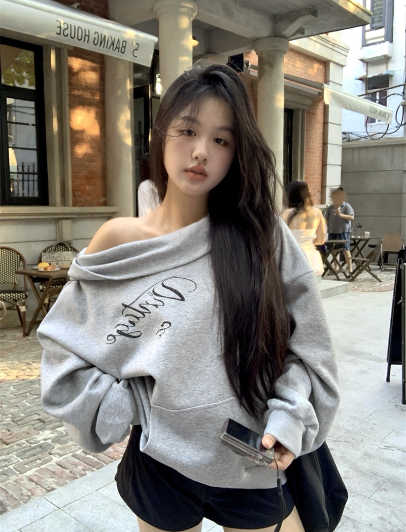 Hooded lazy plus velvet autumn and winter hoodie for women