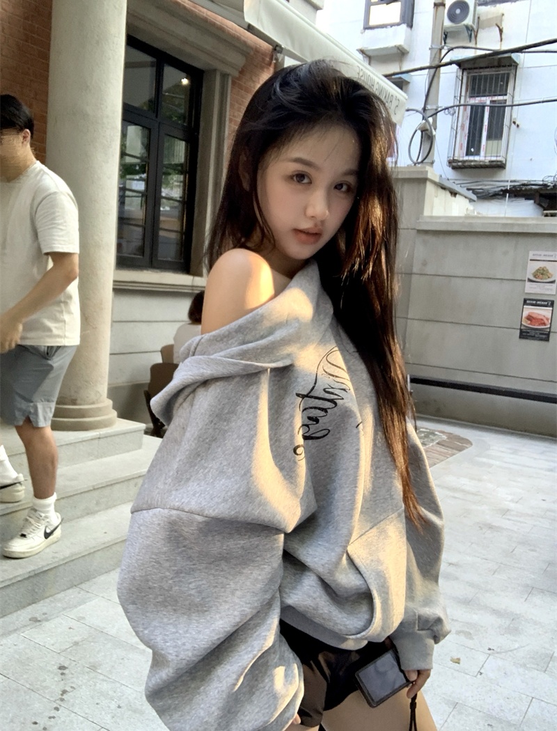 Hooded lazy plus velvet autumn and winter hoodie for women