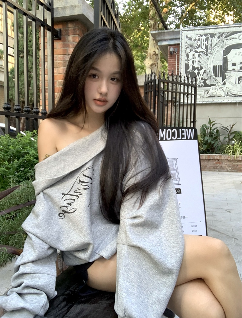 Hooded lazy plus velvet autumn and winter hoodie for women