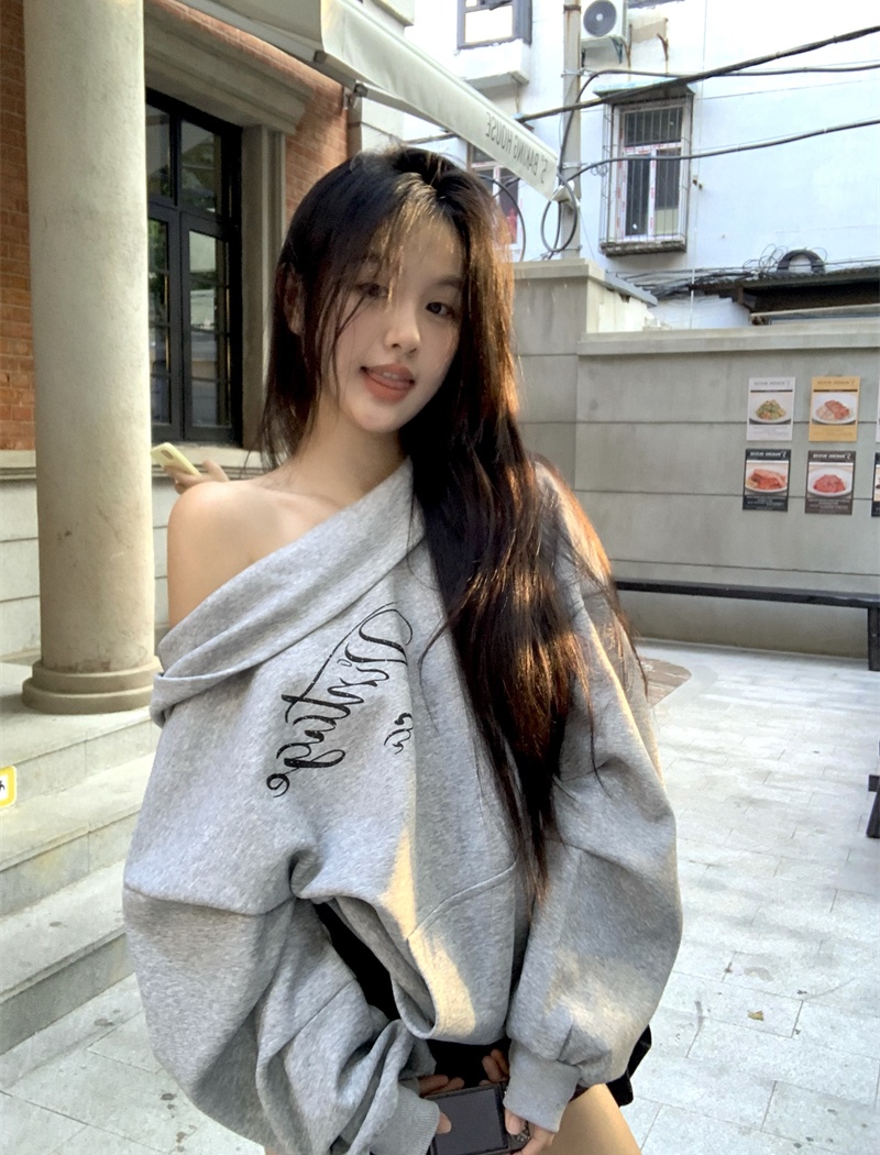 Hooded lazy plus velvet autumn and winter hoodie for women