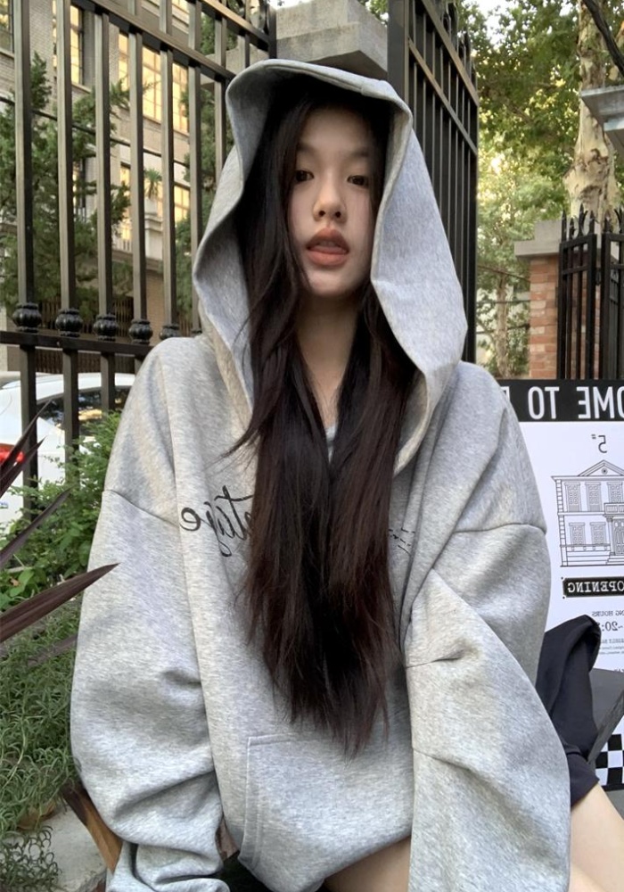 Hooded lazy plus velvet autumn and winter hoodie for women