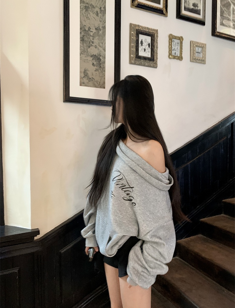Hooded lazy plus velvet autumn and winter hoodie for women