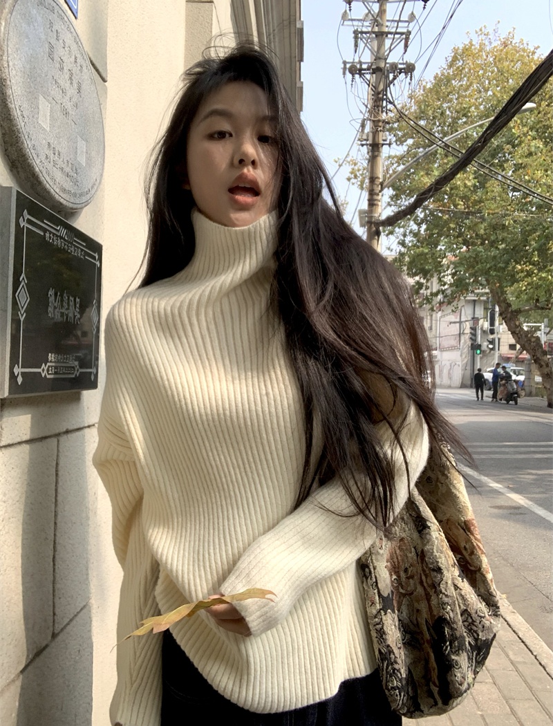 Simple pit stripe thick pullover commuting sweater