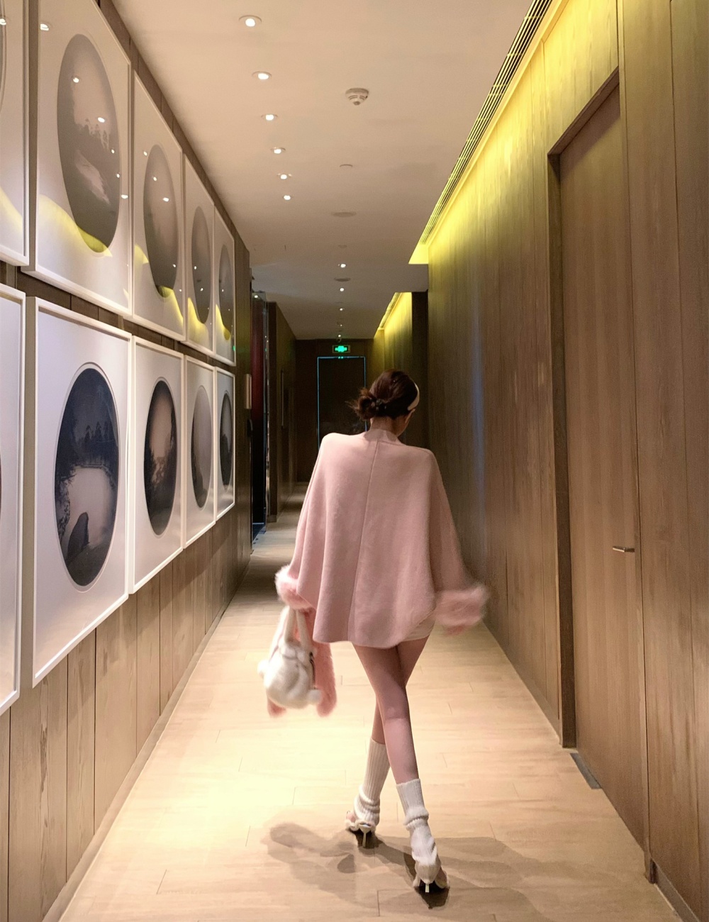 Lazy fur collar overcoat removable frenum coat