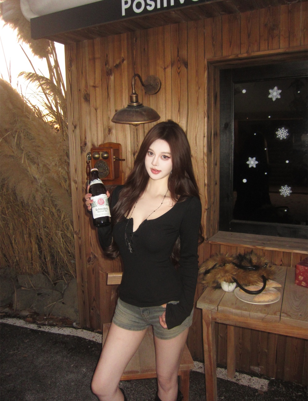 Knitted color square collar autumn and winter bottoming shirt