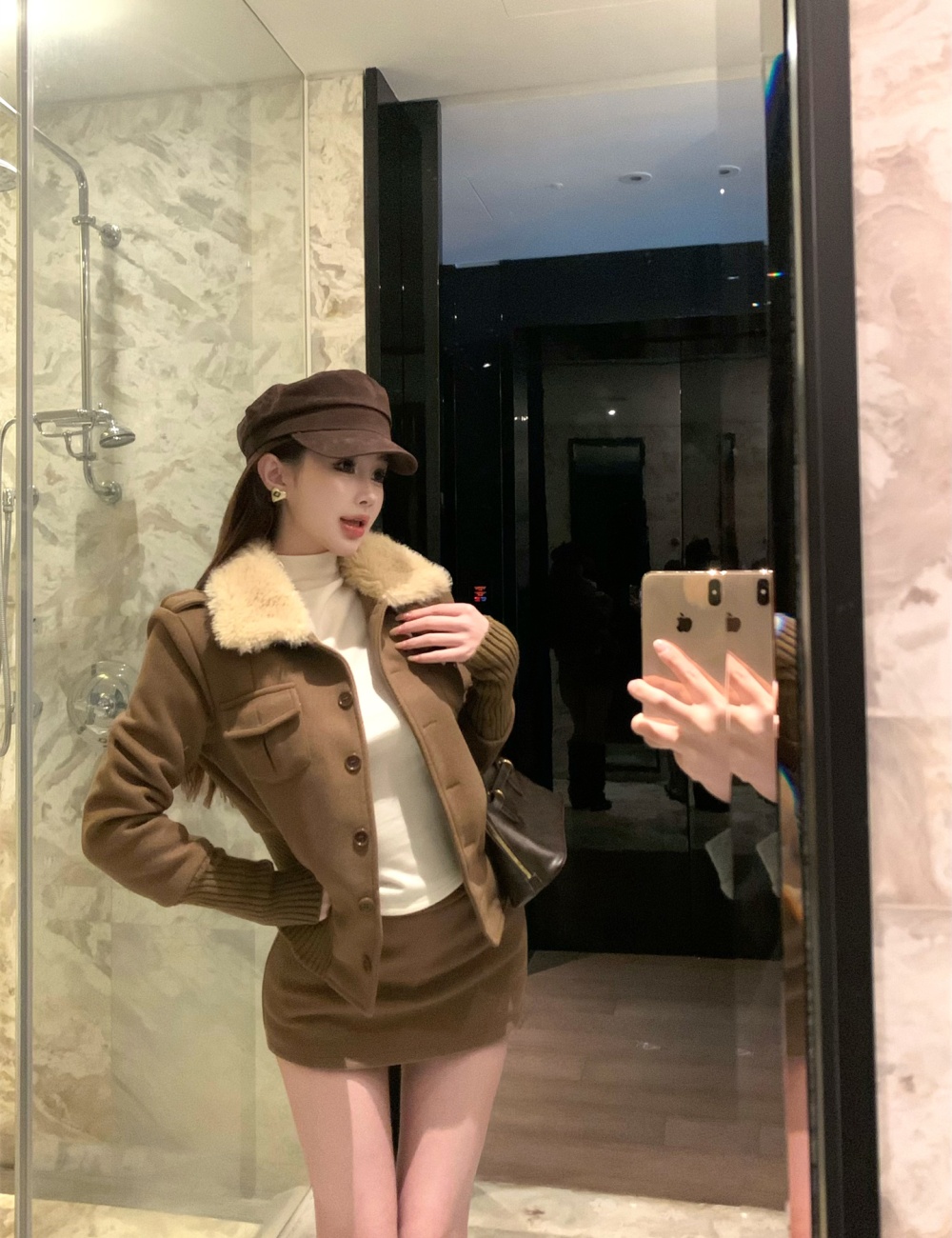 Metal buckles retro autumn and winter coat