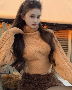 Halter France style short slim sweater for women