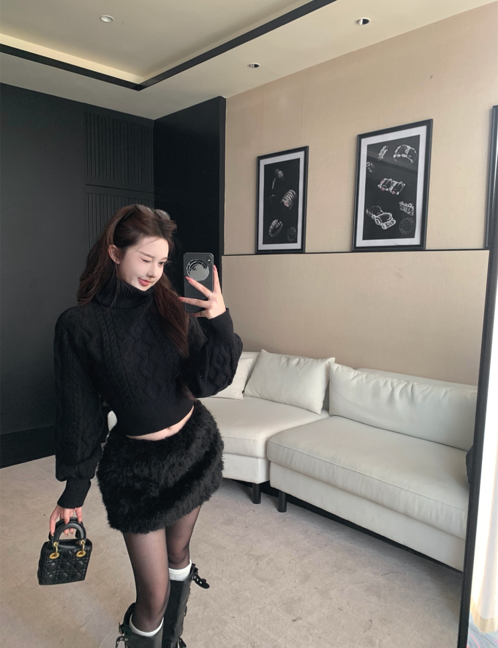 Elmo sweater short skirt 2pcs set for women