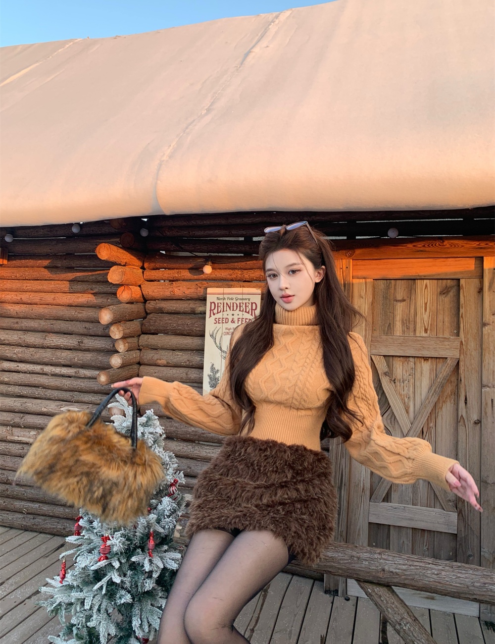 Elmo sweater short skirt 2pcs set for women