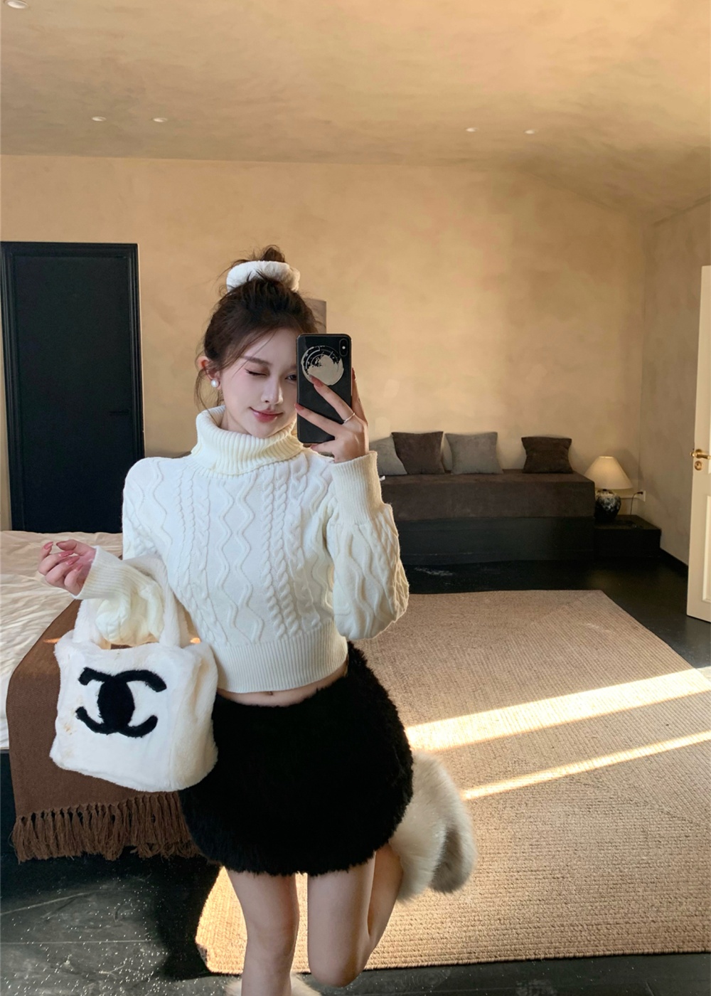 Elmo sweater short skirt 2pcs set for women