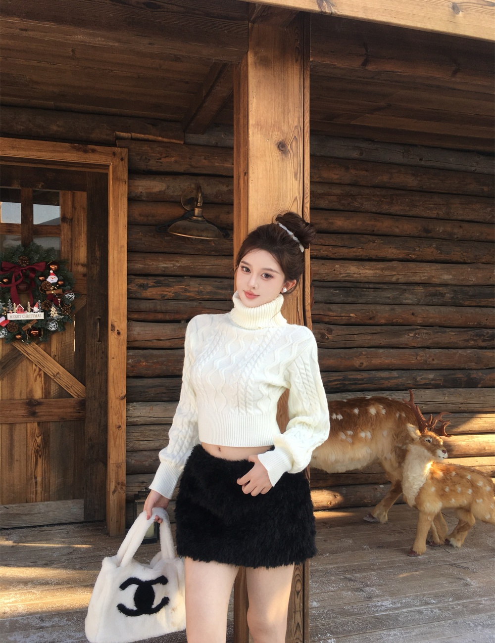 Elmo sweater short skirt 2pcs set for women