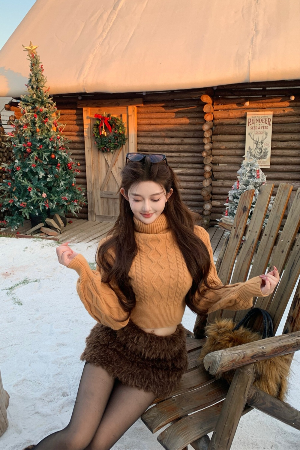 Elmo sweater short skirt 2pcs set for women