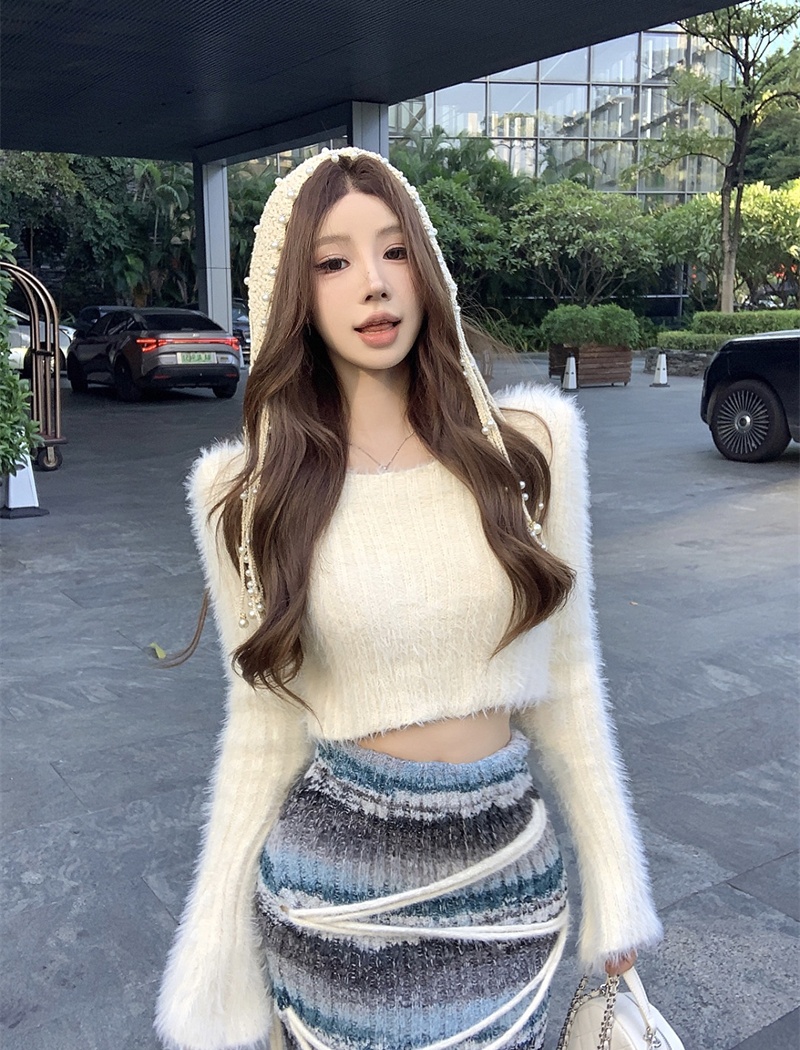 Long sleeve skirt short tops 2pcs set