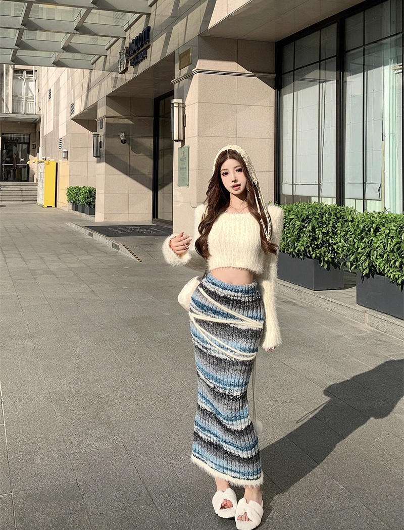 Long sleeve skirt short tops 2pcs set