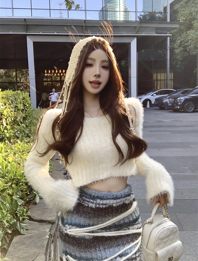 Long sleeve skirt short tops 2pcs set