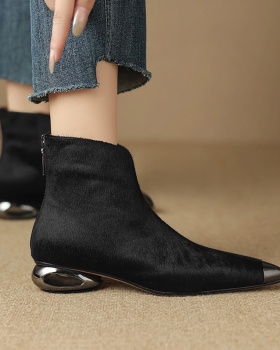 Small plush short boots metal ankle boots for women