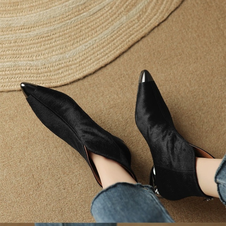 Small plush short boots metal ankle boots for women