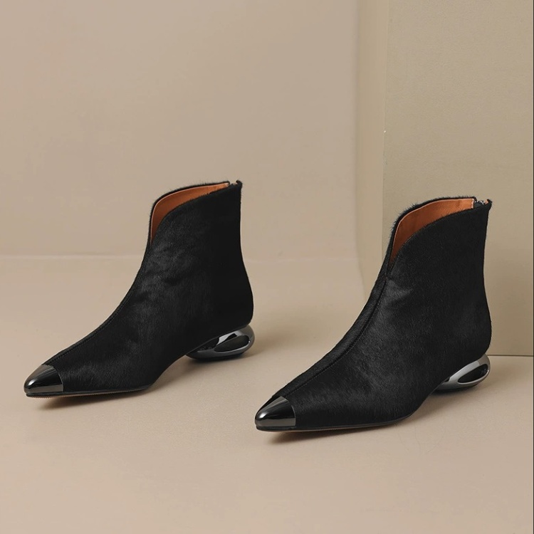 Small plush short boots metal ankle boots for women
