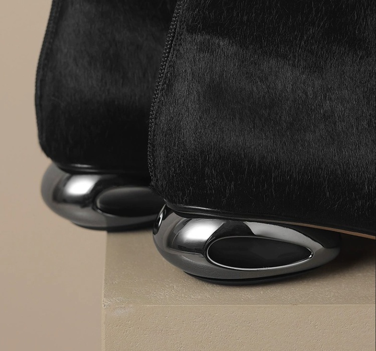 Small plush short boots metal ankle boots for women