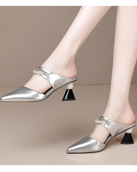 White sandals high-heeled shoes for women