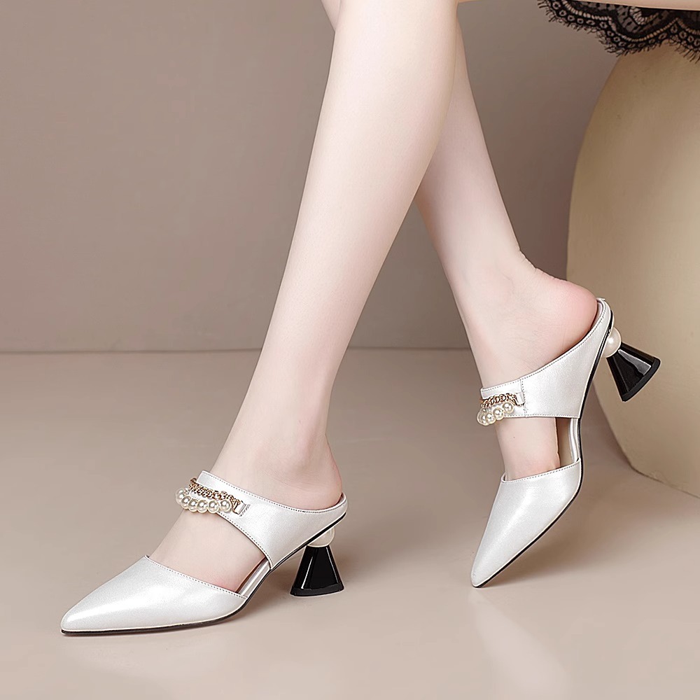 White sandals high-heeled shoes for women