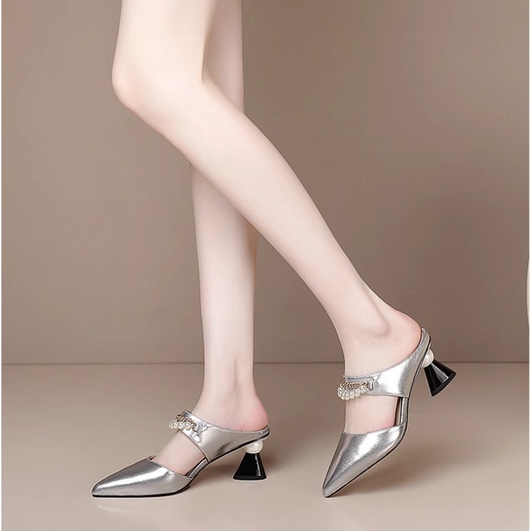 White sandals high-heeled shoes for women