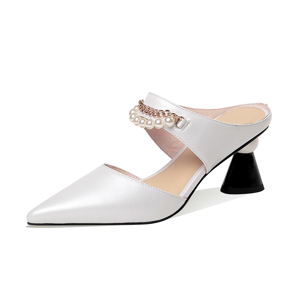 White sandals high-heeled shoes for women