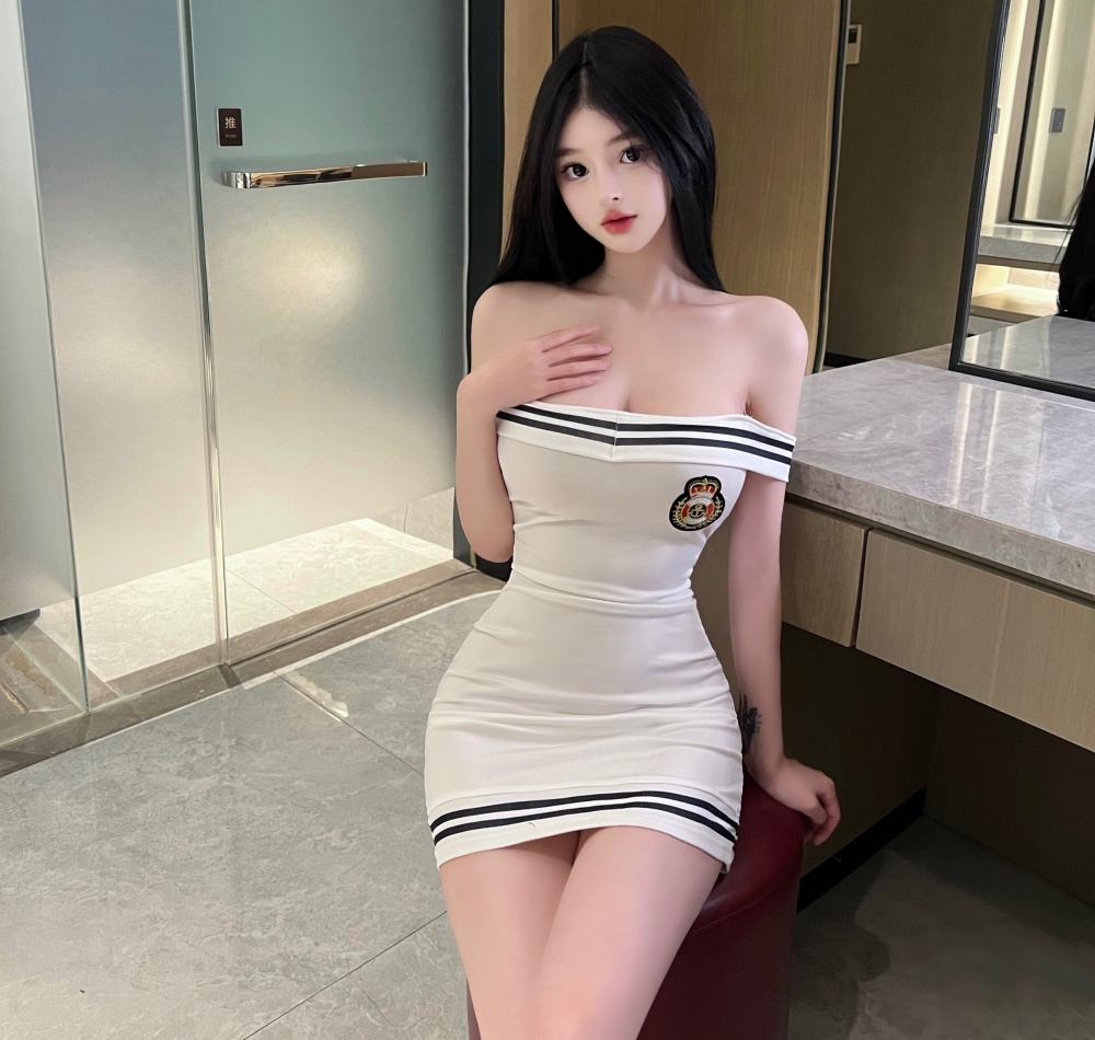 White package hip slim enticement tight dress for women