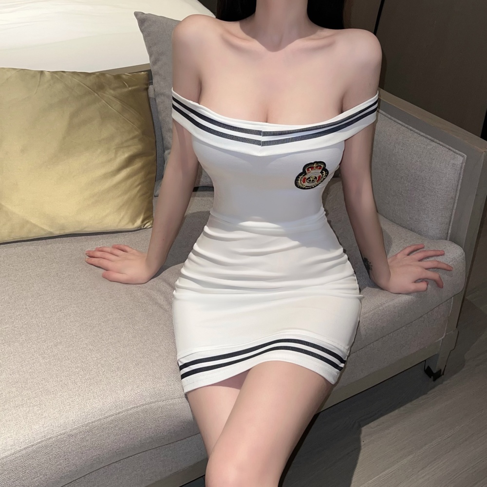 White package hip slim enticement tight dress for women