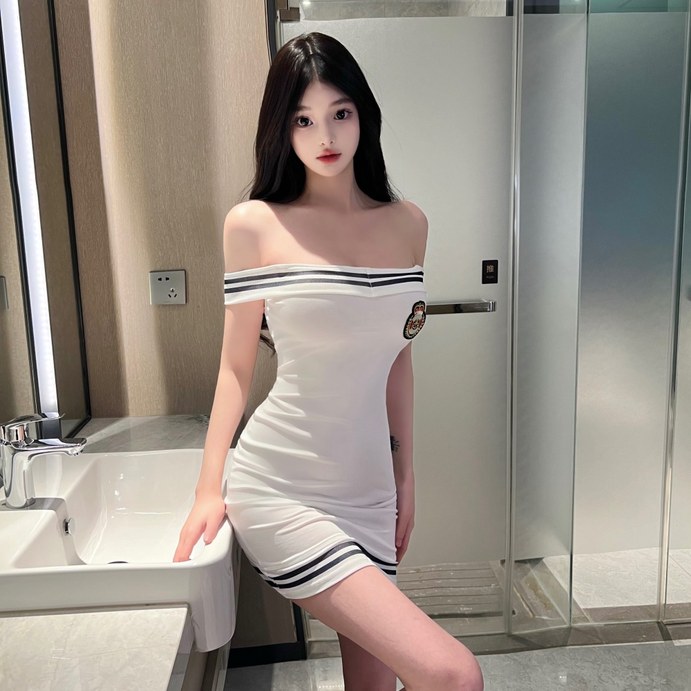 White package hip slim enticement tight dress for women