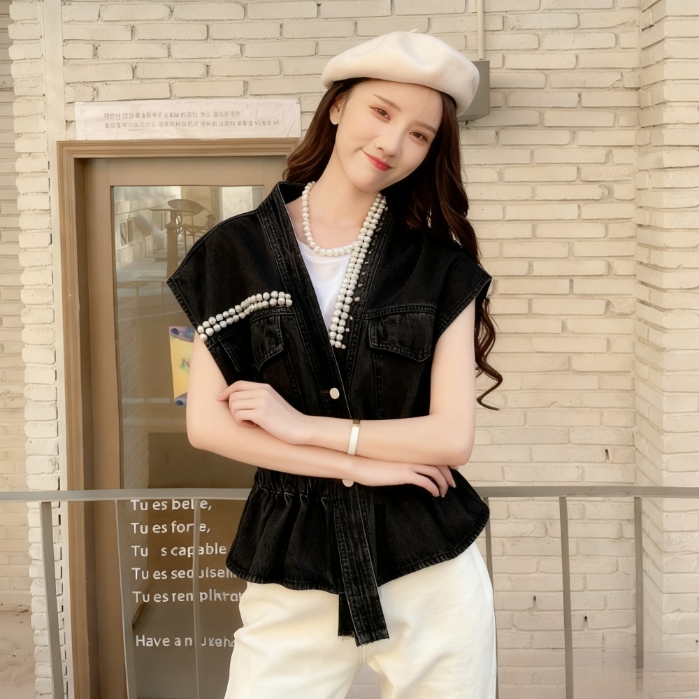 Denim Korean style all-match slim waistcoat