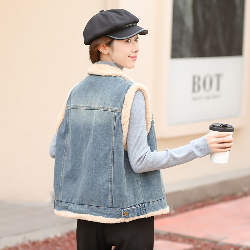 Cold Casual Korean style waistcoat denim thick cotton coat