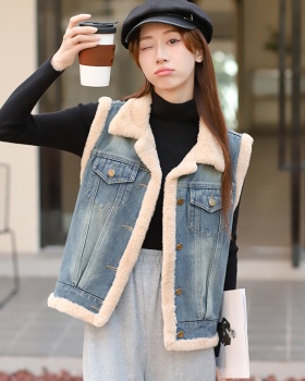 Loose denim waistcoat all-match thermal cotton coat