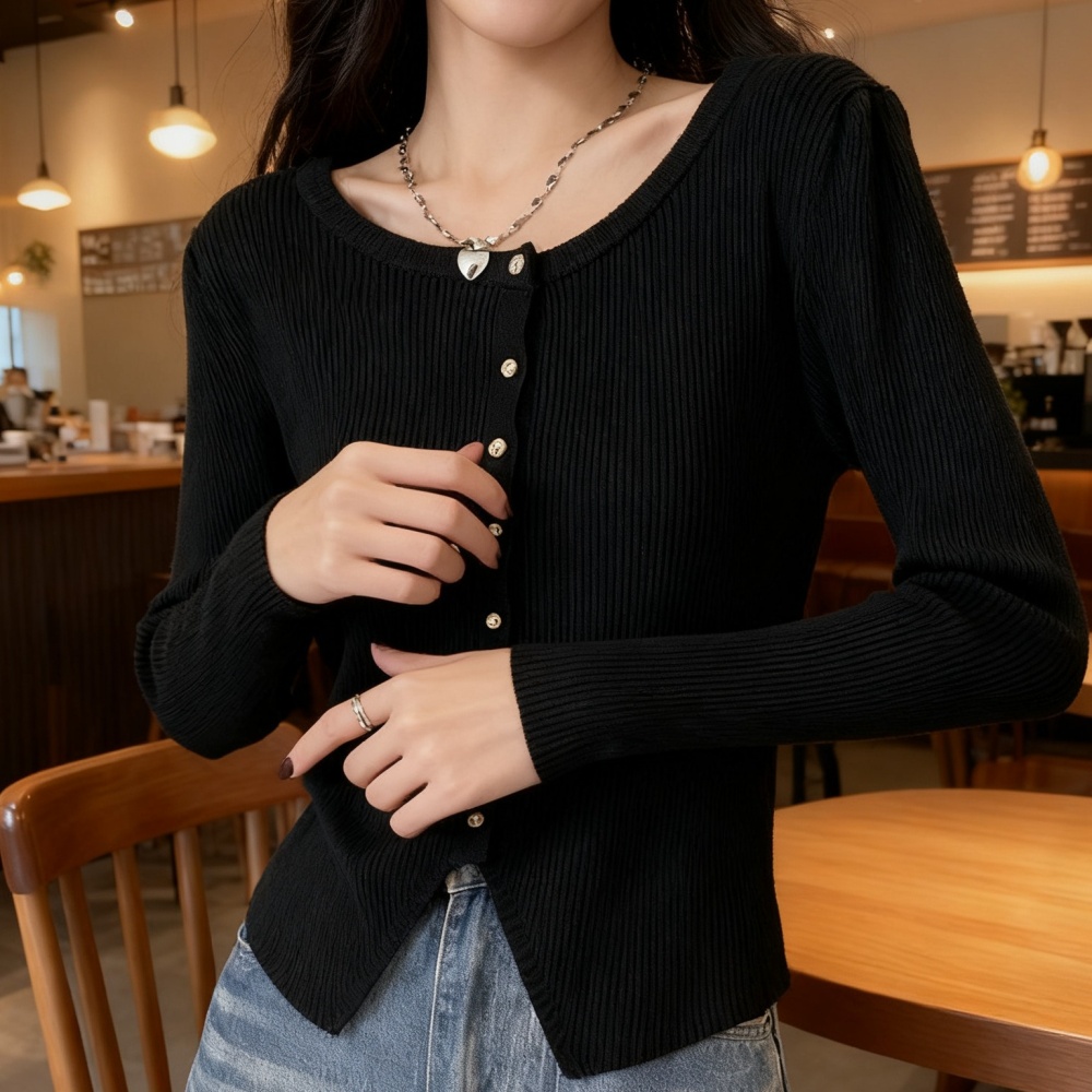 Split hem cardigan autumn and winter sweater