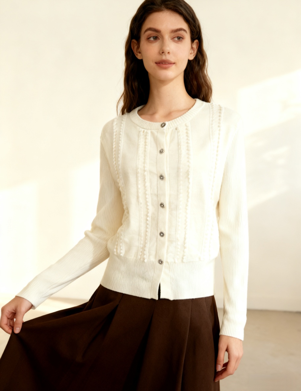 Single-breasted lazy cardigan tassels knitted shirts