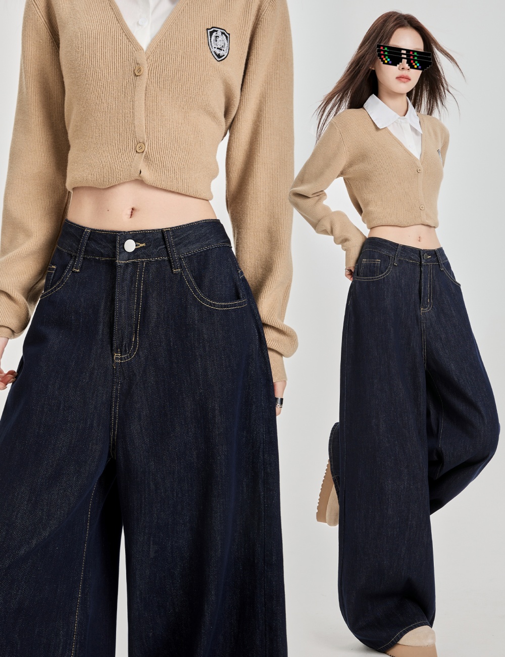 Casual spicegirl wide leg pants loose jeans for women