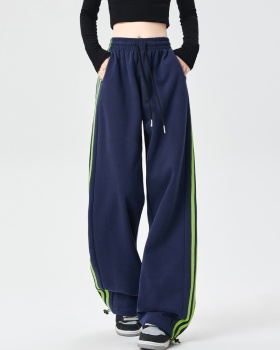 Stripe wide leg pants casual pants for women